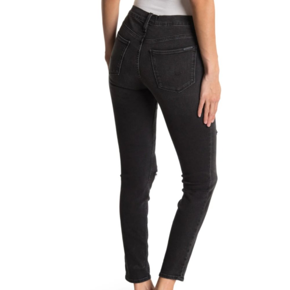 HUDSON Natalie Mid Rise Skinny Ankle Jeans Dark Wash (10) |*RIP IN 1 KNEE JEAN*